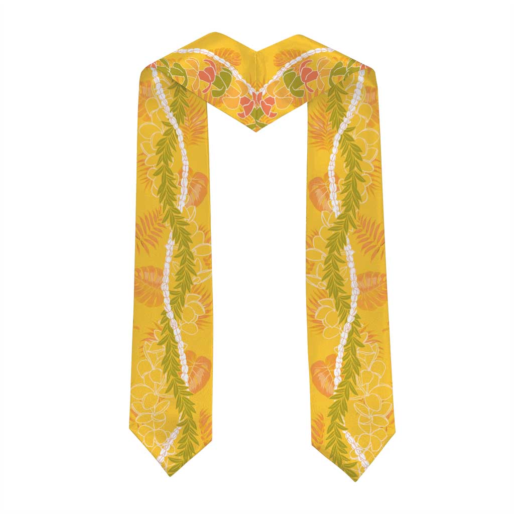 Hawaii Maile Lei Graduation Stole With Yellow Monstera Pattern