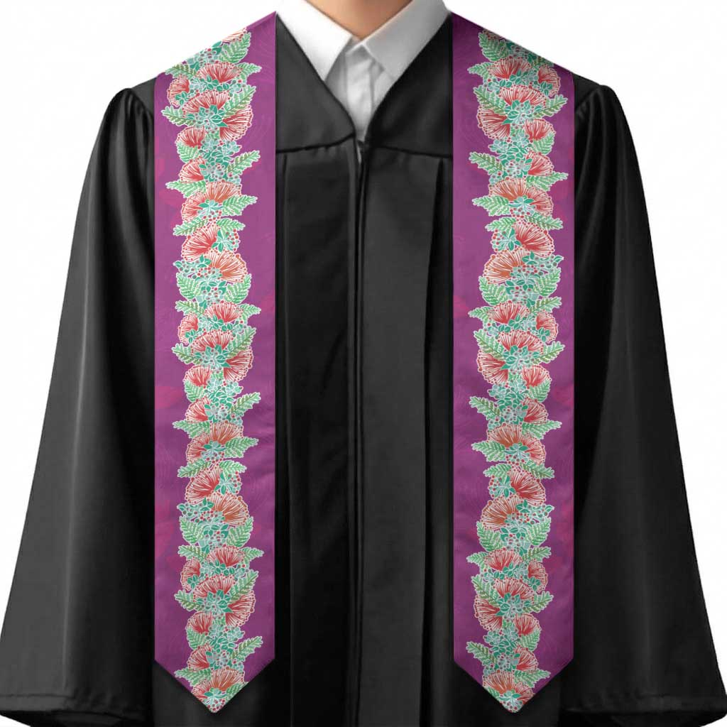 Hawaii Ohia Lehua Graduation Stole Tropical Vibes Fuchsia