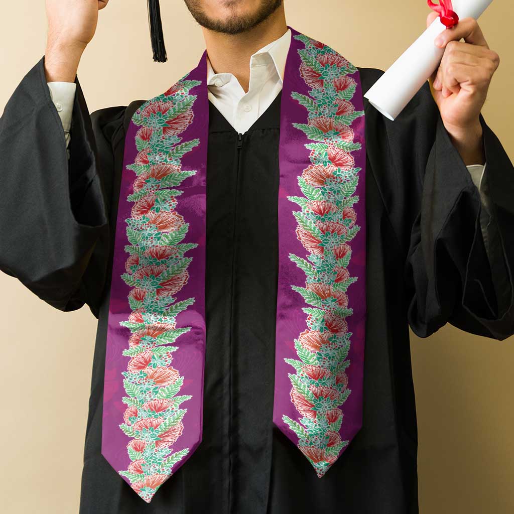 Hawaii Ohia Lehua Graduation Stole Tropical Vibes Fuchsia