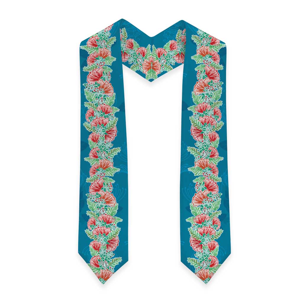 Hawaii Ohia Lehua Graduation Stole Tropical Vibes Teal