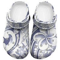 Hawaii Plumeria Lokelani Pikake Lei Clogs Shoes Navy Blue Polynesian Tattoo