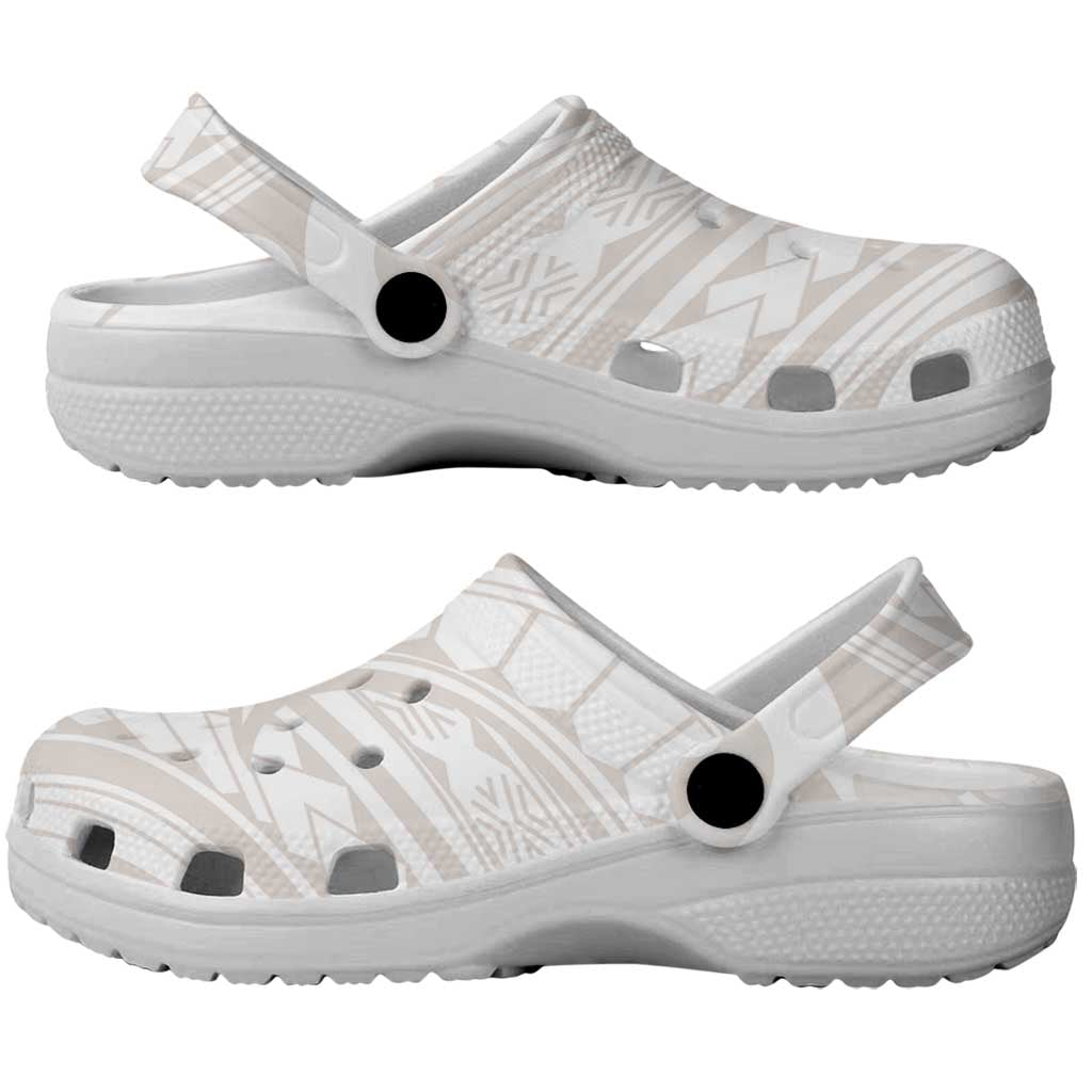 Hawaii Plumeria Lokelani Pikake Lei Clogs Shoes Sandy Beige Polynesian Tattoo LT9 - Polynesian Pride