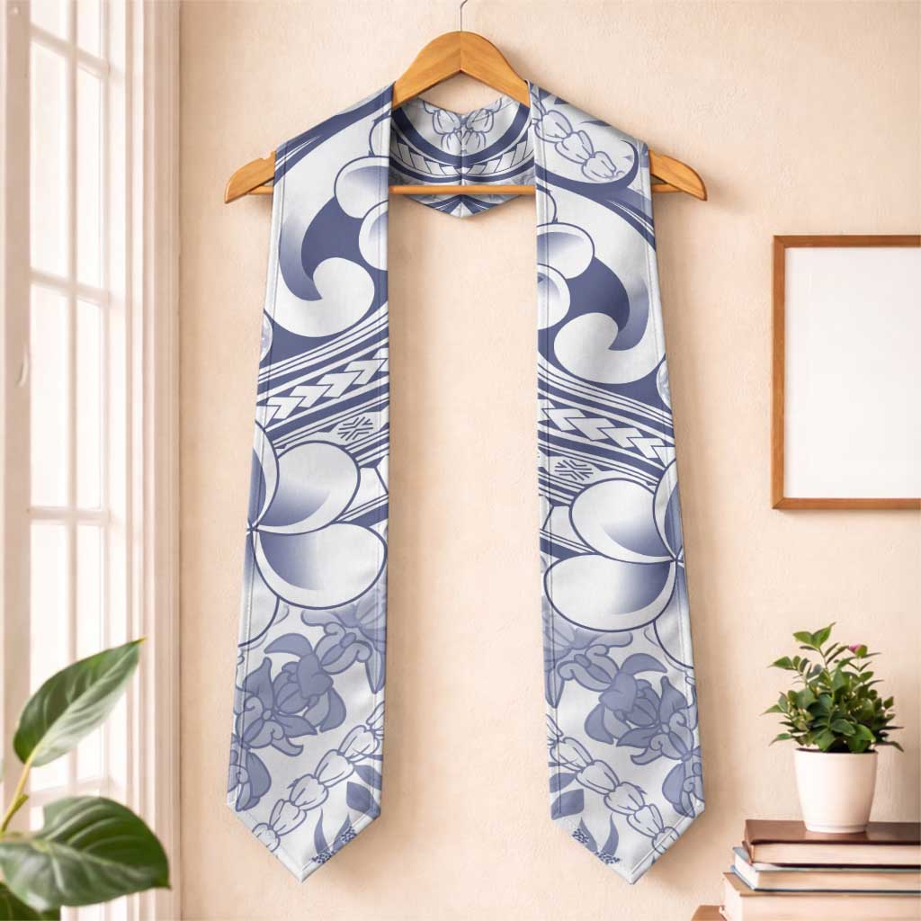 Hawaii Plumeria Lokelani Pikake Lei Graduation Stole Navy Blue Polynesian Tattoo