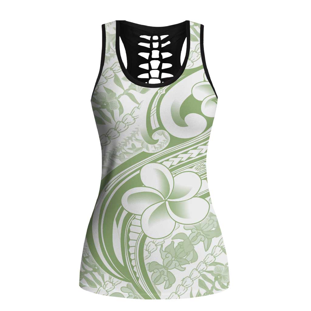Hawaii Plumeria Lokelani Pikake Lei Hollow Tank Top Oma'oma'o Polynesian Tattoo