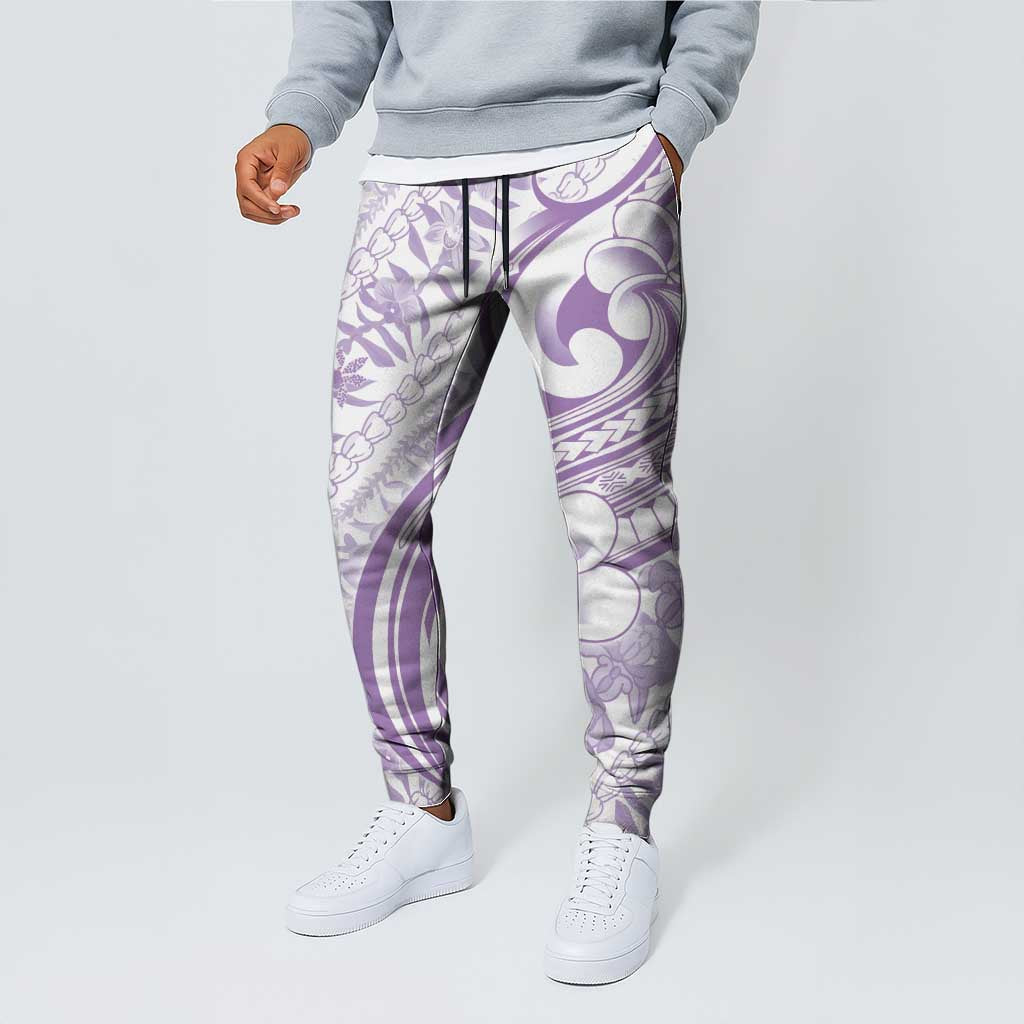Hawaii Plumeria Lokelani Pikake Lei Jogger Pants Poni Polynesian Tattoo LT9 - Polynesian Pride