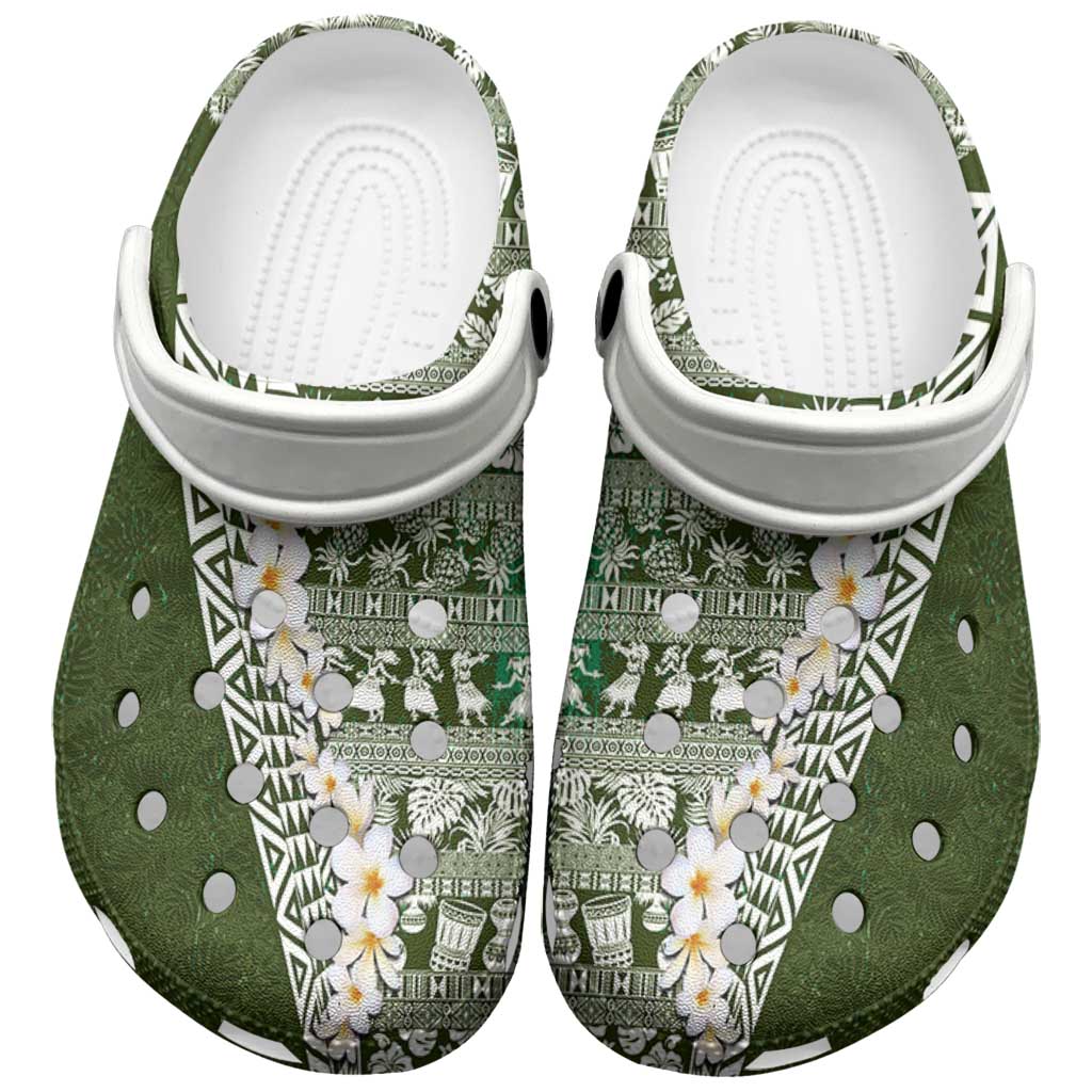Hawaii Plumeria Tribal Vintage Clogs Shoes Special Green LT03 Green - Polynesian Pride