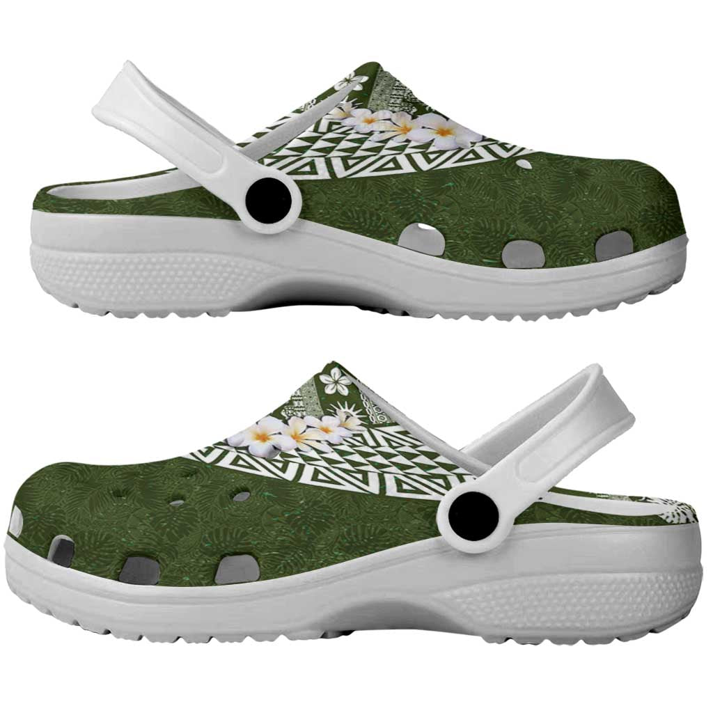 Hawaii Plumeria Tribal Vintage Clogs Shoes Special Green LT03 - Polynesian Pride