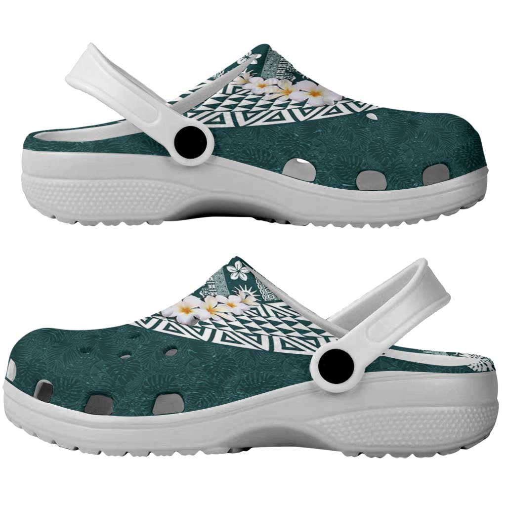 Hawaii Plumeria Tribal Vintage Clogs Shoes Special Turquoise