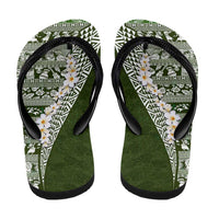 Hawaii Plumeria Tribal Vintage Flip Flops Special Green