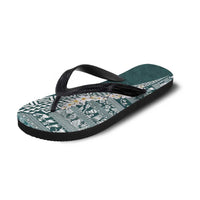 Hawaii Plumeria Tribal Vintage Flip Flops Special Turquoise