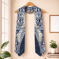 Hawaii Plumeria Tribal Vintage Graduation Stole Special Blue