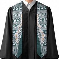 Hawaii Plumeria Tribal Vintage Graduation Stole Special Turquoise LT03 - Polynesian Pride
