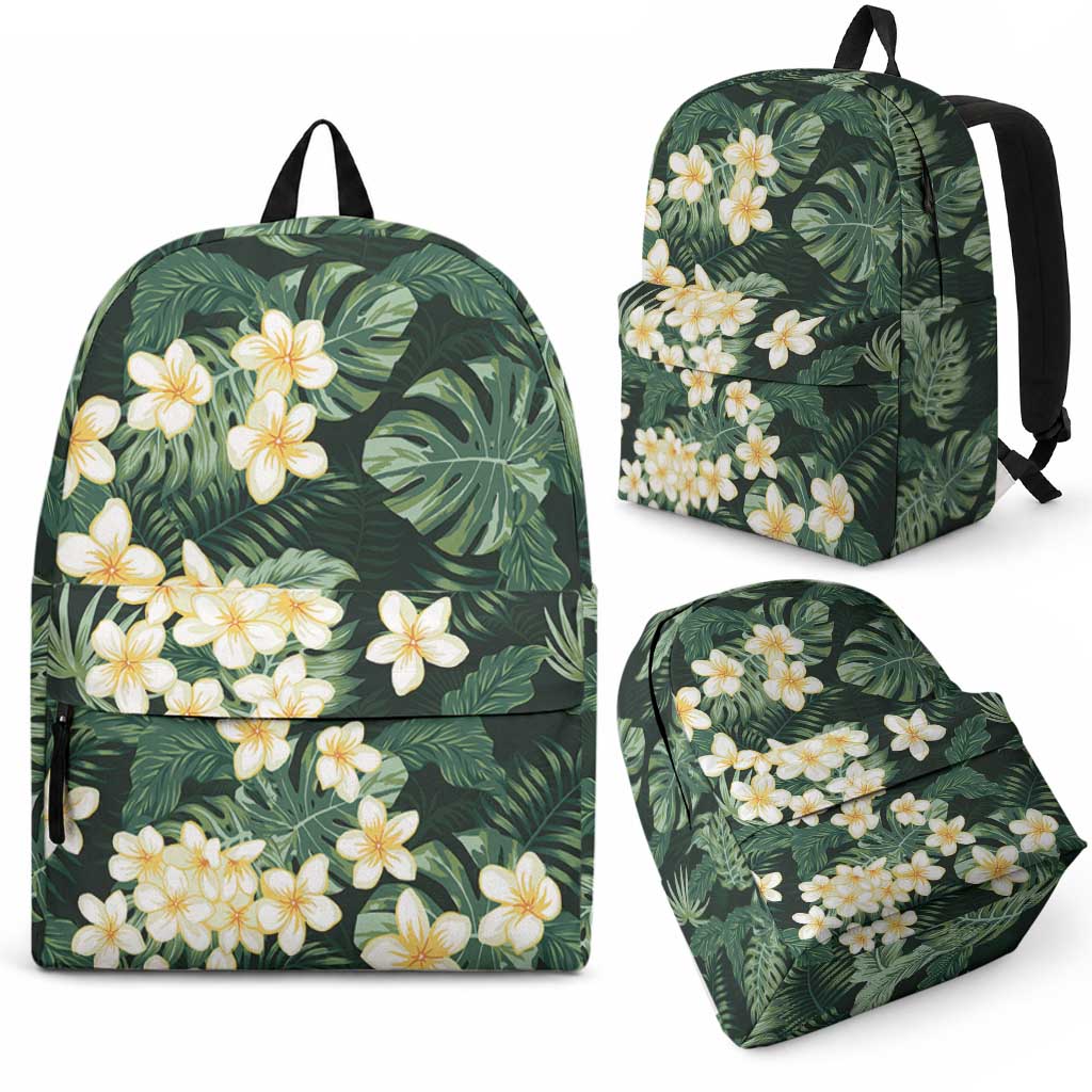 Hawaii Plumeria Tropical Leaves Backpack Monstera Calathea Palm Fronds