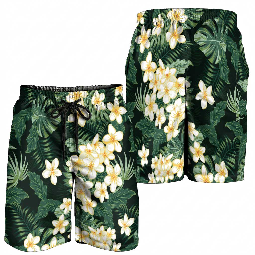 Hawaii Plumeria Tropical Leaves Shorts for Men Monstera Calathea Palm Fronds