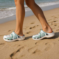 Hawaii Rainbow Warriors Clogs Shoes Polynesian Motif White Color