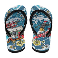 Hawaii Santa Skeleton Surfing Flip Flops Mele Kalikimaka i Iulai!