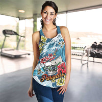 Hawaii Santa Skeleton Surfing Personalized Women Racerback Tank Mele Kalikimaka i Iulai! LT9 - Polynesian Pride