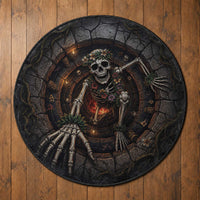 Hawaii Spooky Halloween Round Carpet Creepy Skeleton Hula