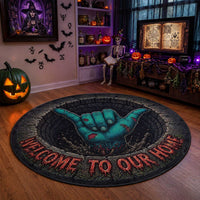 Hawaii Spooky Shaka Hand Halloween Round Carpet Welcome To Our home