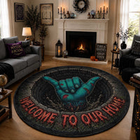 Hawaii Spooky Shaka Hand Halloween Round Carpet Welcome To Our home