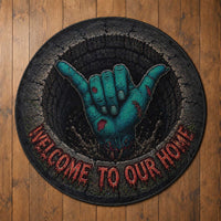 Hawaii Spooky Shaka Hand Halloween Round Carpet Welcome To Our home