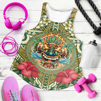 Hawaii Tiki Mask Personalized Women Racerback Tank Mele Kalikimaka i Iulai!