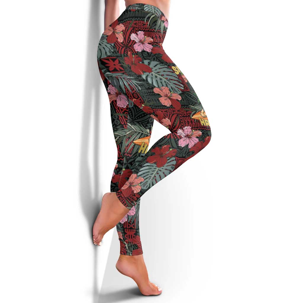 Hawaii Tiki Surfing Leggings Mele Kalikimaka i Iulai! LT9 - Polynesian Pride