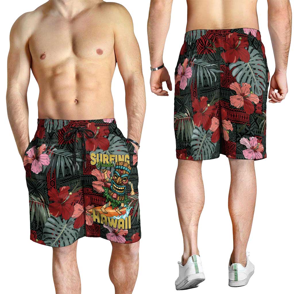 Hawaii Tiki Surfing Shorts for Men Mele Kalikimaka i Iulai!