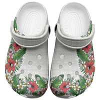 Hawaii Tropical Flowers and Leaves Clogs Shoes Tapa Pattern White Mode LT03 White - Polynesian Pride