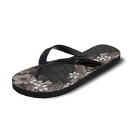 Hawaii Tropical Flowers and Leaves Flip Flops Tapa Pattern Grayscale Mode LT03 - Polynesian Pride