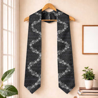 Hawaii Tropical Flowers and Leaves Graduation Stole Tapa Pattern Grayscale Mode LT03 One Size Grey - Polynesian Pride