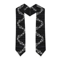 Hawaii Tropical Flowers and Leaves Graduation Stole Tapa Pattern Grayscale Mode LT03 - Polynesian Pride