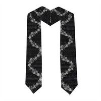 Hawaii Tropical Flowers and Leaves Graduation Stole Tapa Pattern Grayscale Mode LT03 - Polynesian Pride