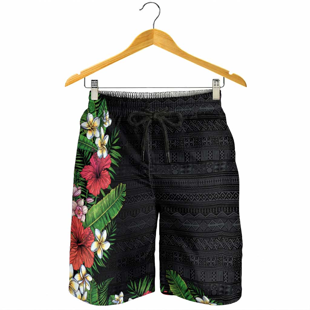 Hawaii Tropical Flowers and Leaves Shorts for Men Tapa Pattern Colorful Mode