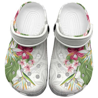 Hawaii Tropical Flowers Clogs Shoes Polynesian Tattoo White