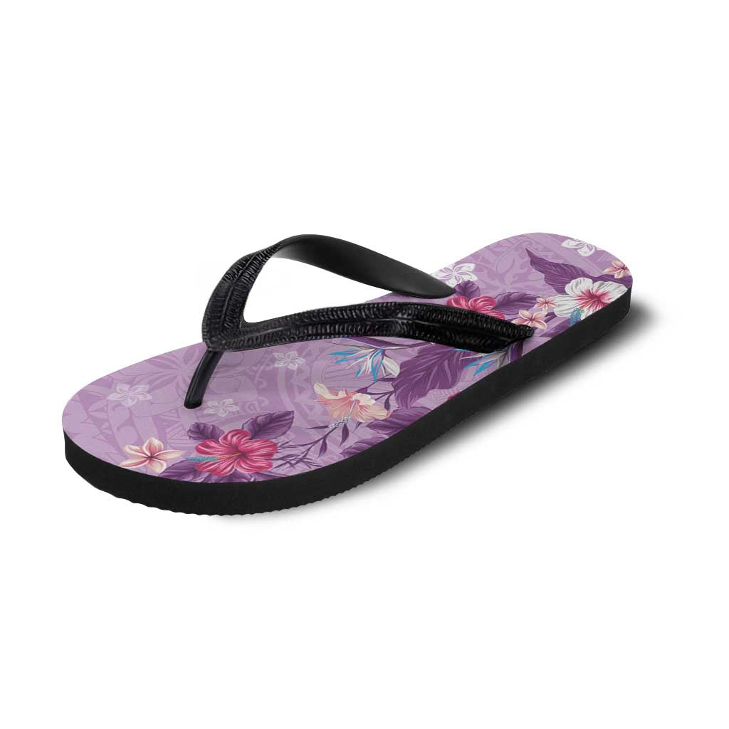 Hawaii Tropical Flowers Flip Flops Polynesian Tattoo Lavender