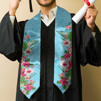 Hawaii Tropical Flowers Graduation Stole Sky Blue Polynesian Tattoo Art LT05