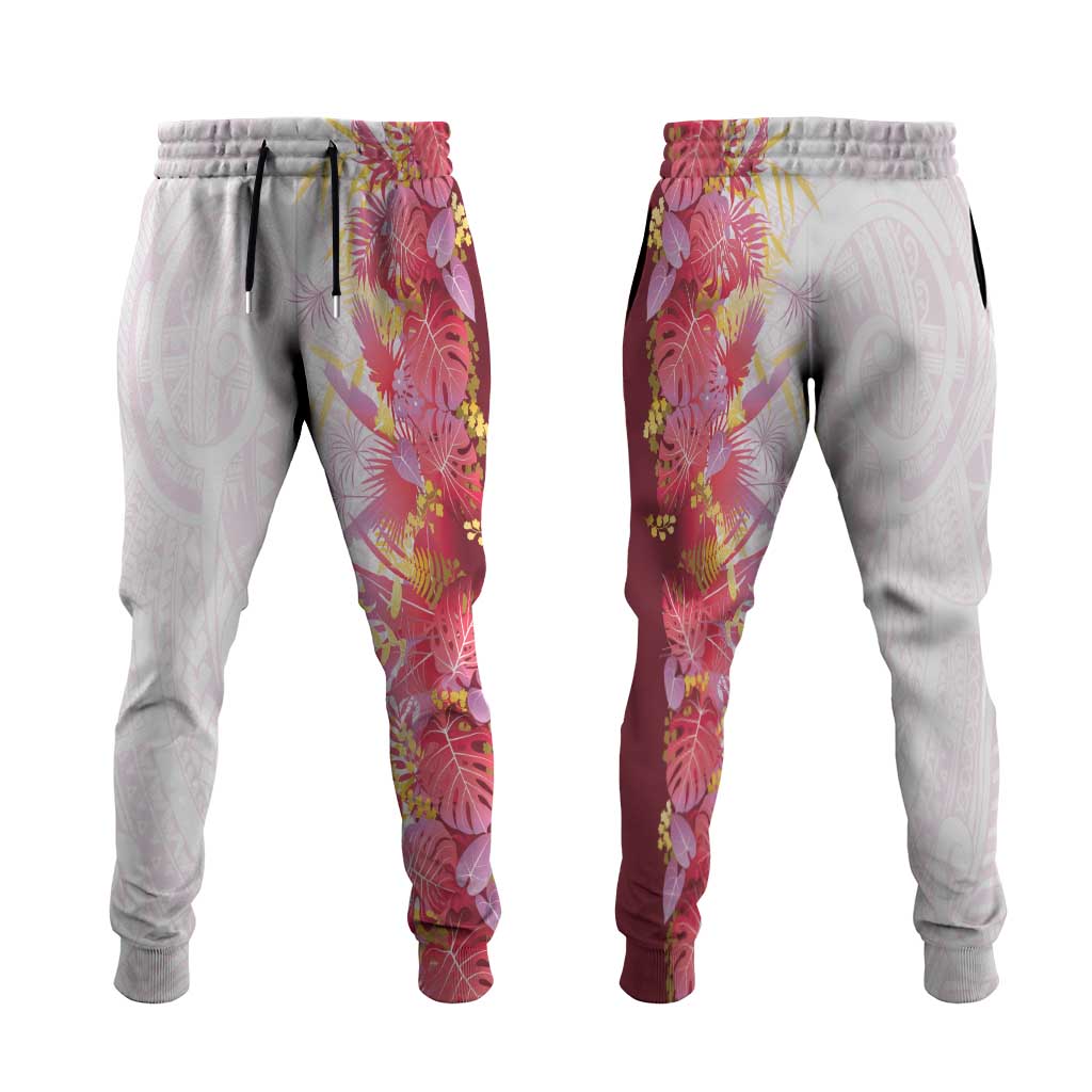 Hawaii Tropical Plant Akala Jogger Pants Vibrant Polynesian Pattern