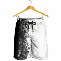 Hawaii Tropical Plant Monochrome Shorts for Men Vibrant Polynesian Pattern