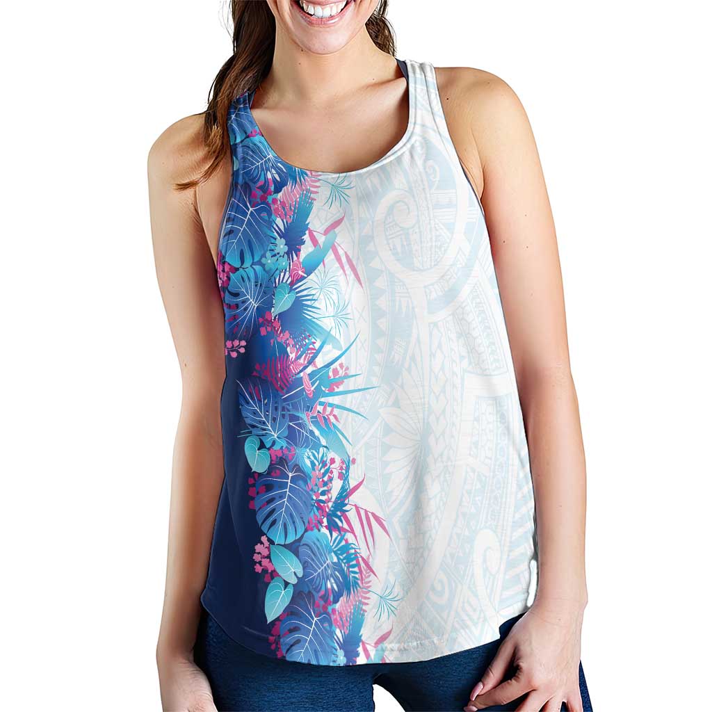 Hawaii Tropical Plant UliUli Women Racerback Tank Vibrant Polynesian Pattern