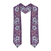 Hawaii Vintage Violet Hibiscus Tapa Pattern Graduation Stole