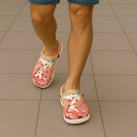 Hawaiian and Japanese Culture Together Clogs Shoes Kakau Art Tattoo with Cranes and Sakura Spring Vibe - Polynesian Pride