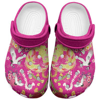 Hawaiian and Japanese Culture Together Clogs Shoes Kakau Tribal Pattern and Irezumi Art Pink Color