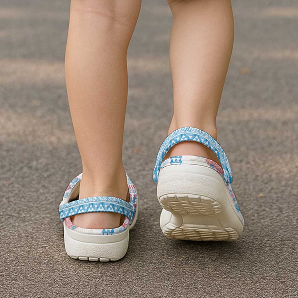 Hawaiian and Japanese Culture Together Clogs Shoes Tropical Honu with Japanese Elements Blue Color LT03