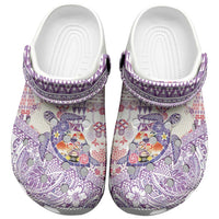 Hawaiian and Japanese Culture Together Clogs Shoes Tropical Honu with Japanese Elements Purple Color