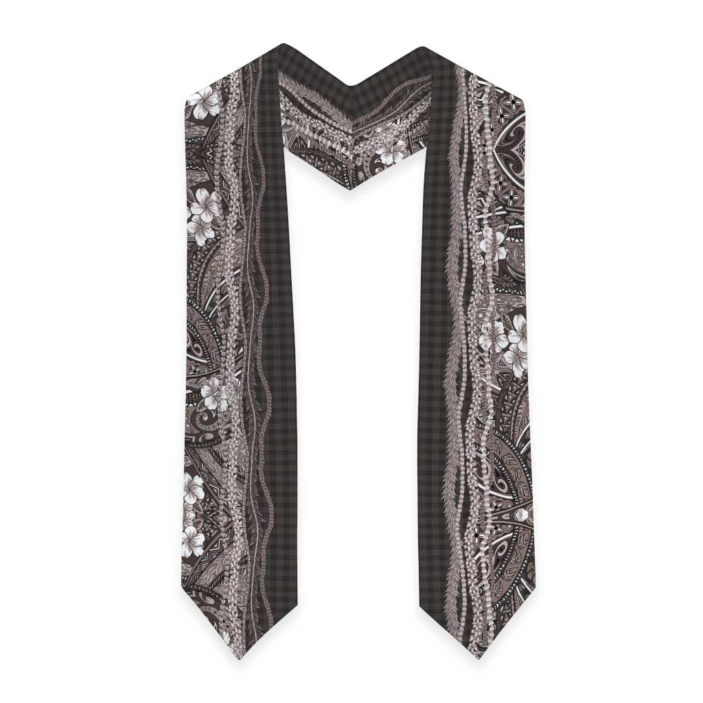 Hawaiian Art Flower Tribal with Lei Graduation Stole Palaka Pattern Grayscale
