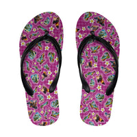 Hawaiian Island Shapes-Iconic Landscape Flip Flops with Plumeria and Palaka Pink Color