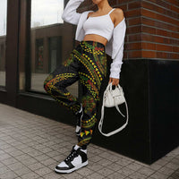 Hawaiian Kakau Art and Hisbiscus Tattoo Jogger Pants Tribal Pattern-Reggae Style - Polynesian Pride