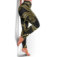Hawaiian Kakau Art and Hisbiscus Tattoo Leggings Tribal Pattern-Gold Style - Polynesian Pride