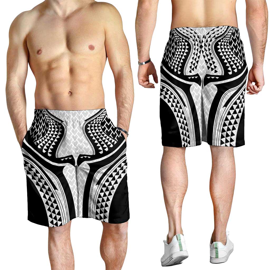 Hawaiian Kakau Art Tattoos Aquaman Style Shorts for Men White Version - Polynesian Pride